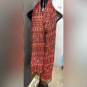 Rising Tide 100% Rayon Boho Geometric Wrap Scarf w/ Fringe | India Artisan Made